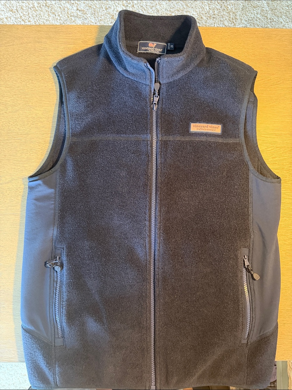 Vineyard Vines Men's Navy Fleece Vest with Zip Pockets
